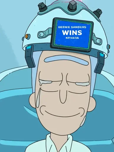 Simple Rick sits in a machine that forces him to relive nostalgic moments so his brain will secrete a flavor-enhancing chemical, extracted for wafer cookies.

The caption on the machine displays "Bernie Sanders wins Nevada".